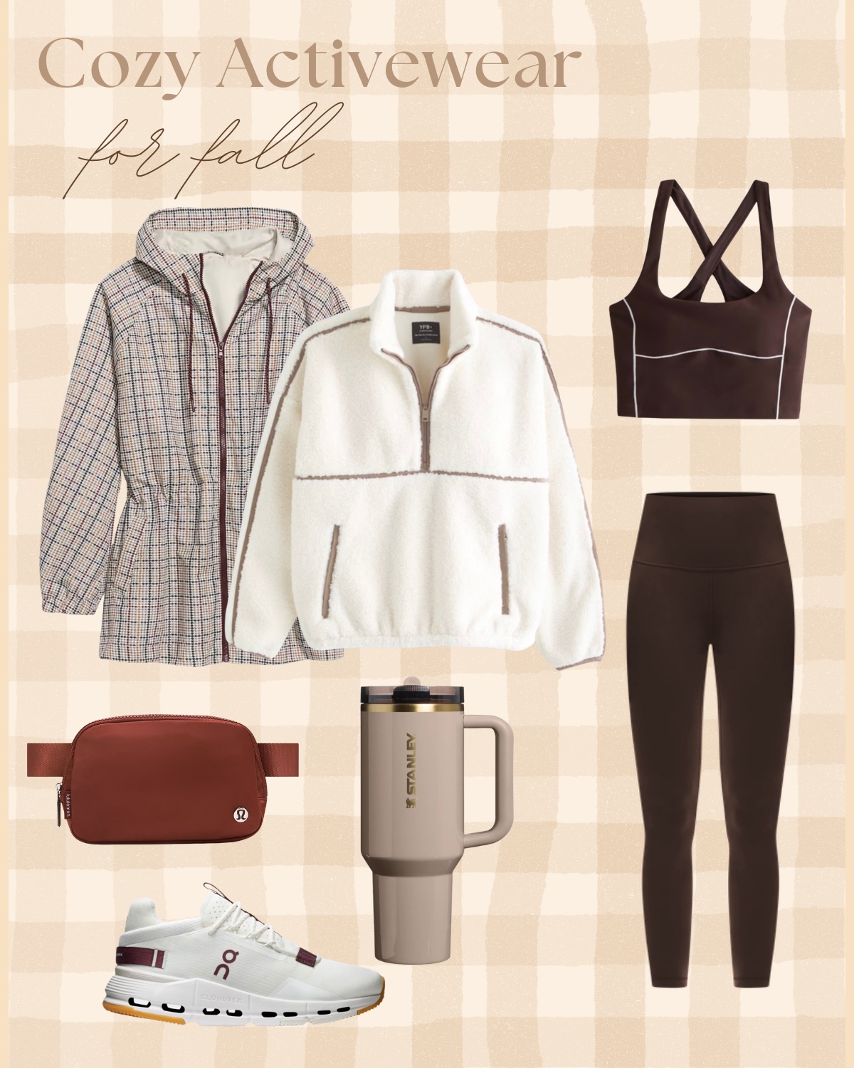 A curated fall activewear outfit collage